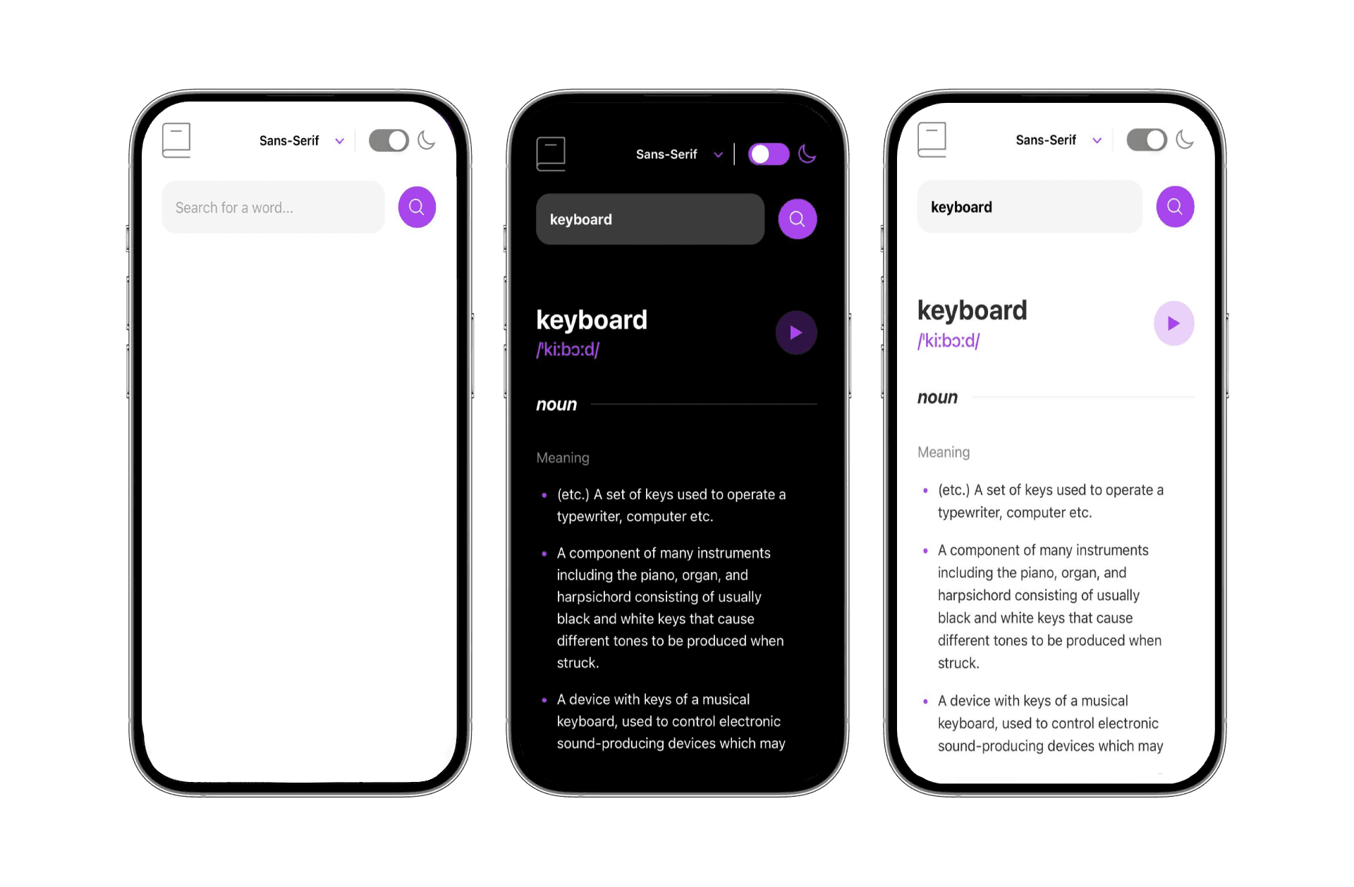 Dictionary Web App Dashboard